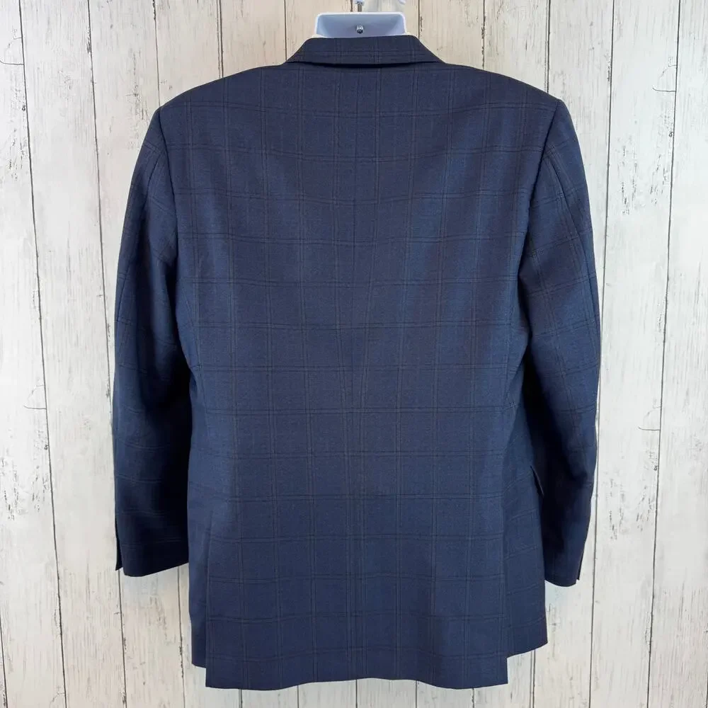 Hickey Freeman Windowpane Worsted Wool Single-Breasted Blazer Sport Size 39R